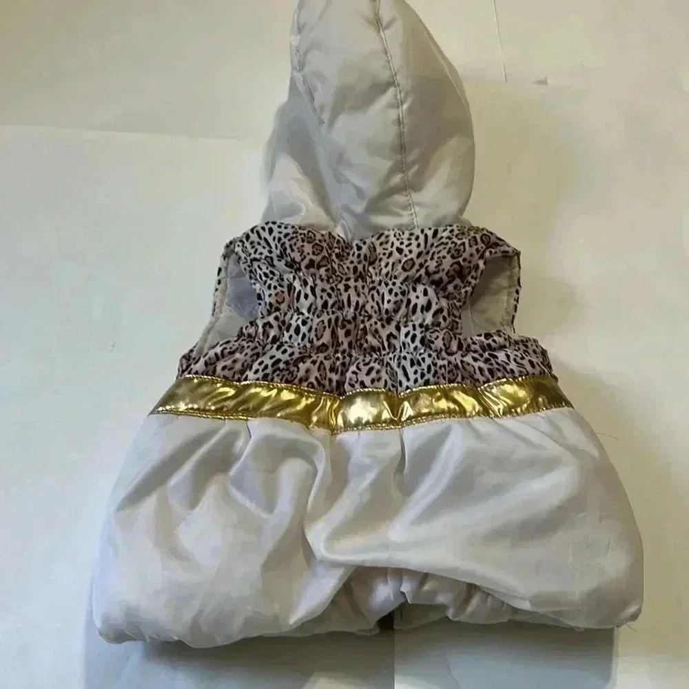 Apple bottoms leopard hooded puffer vest size 12 months
